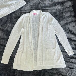 Women's White Open-Front Sweater